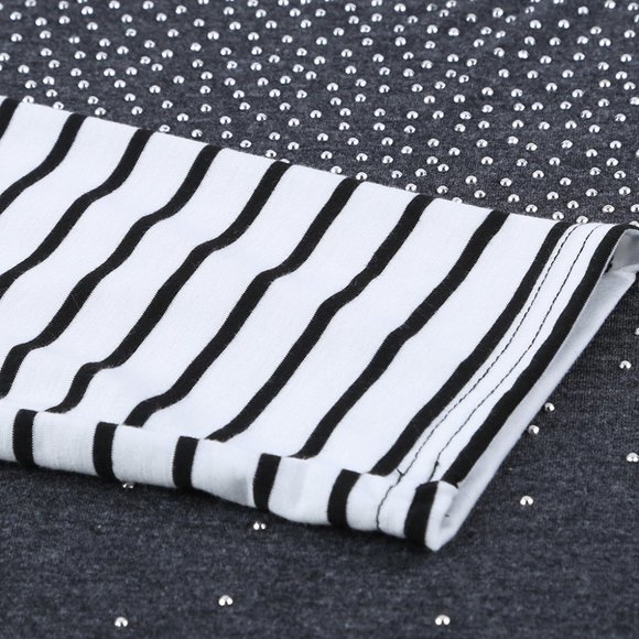 JUST IN! GRAY Rhinestone beaded Long Sleeve Top - Picture 7 of 14